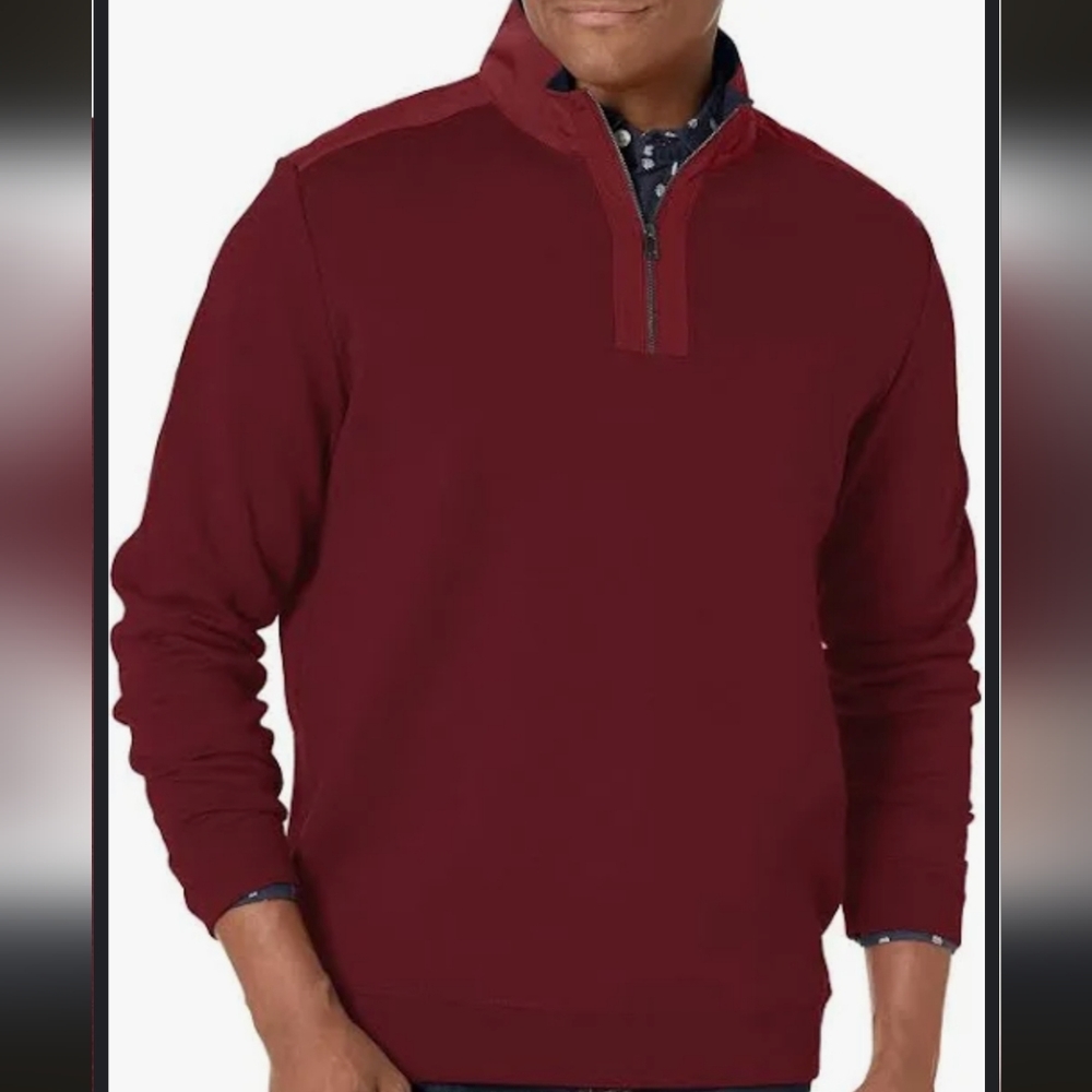 Bugatchi Bordeaux Quarter Zip Mock Neck Pullover Extra Large